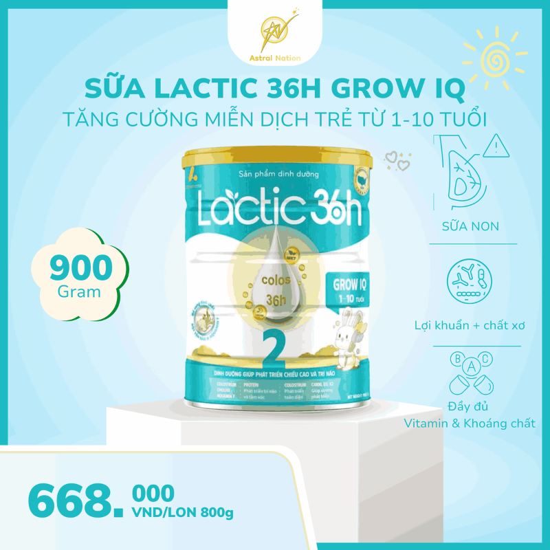 Sữa bột Lactic 36h Grow IQ - từ 1 đến 10 tuổi
