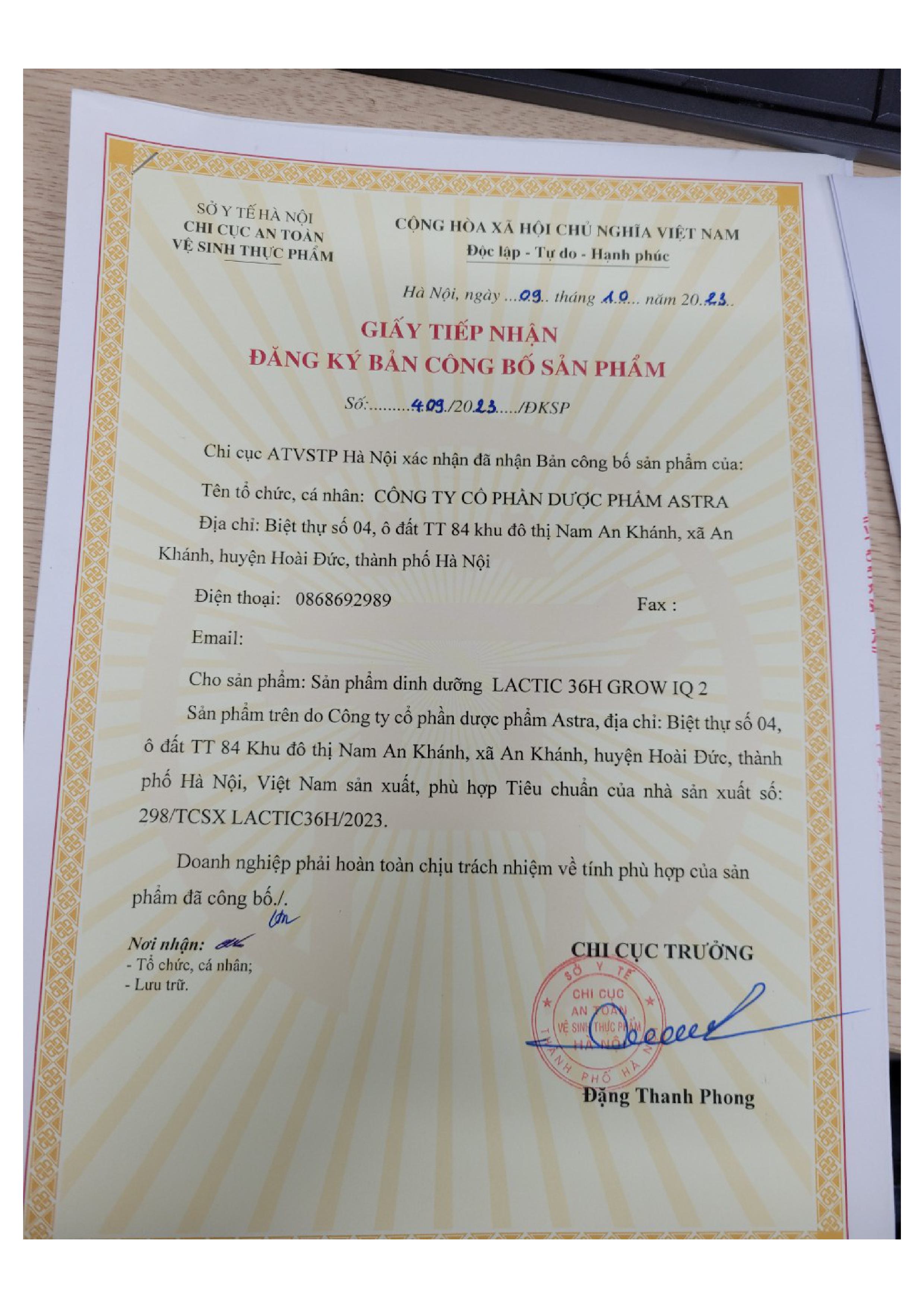 Sữa bột Lactic 36h Grow IQ - từ 1 đến 10 tuổi