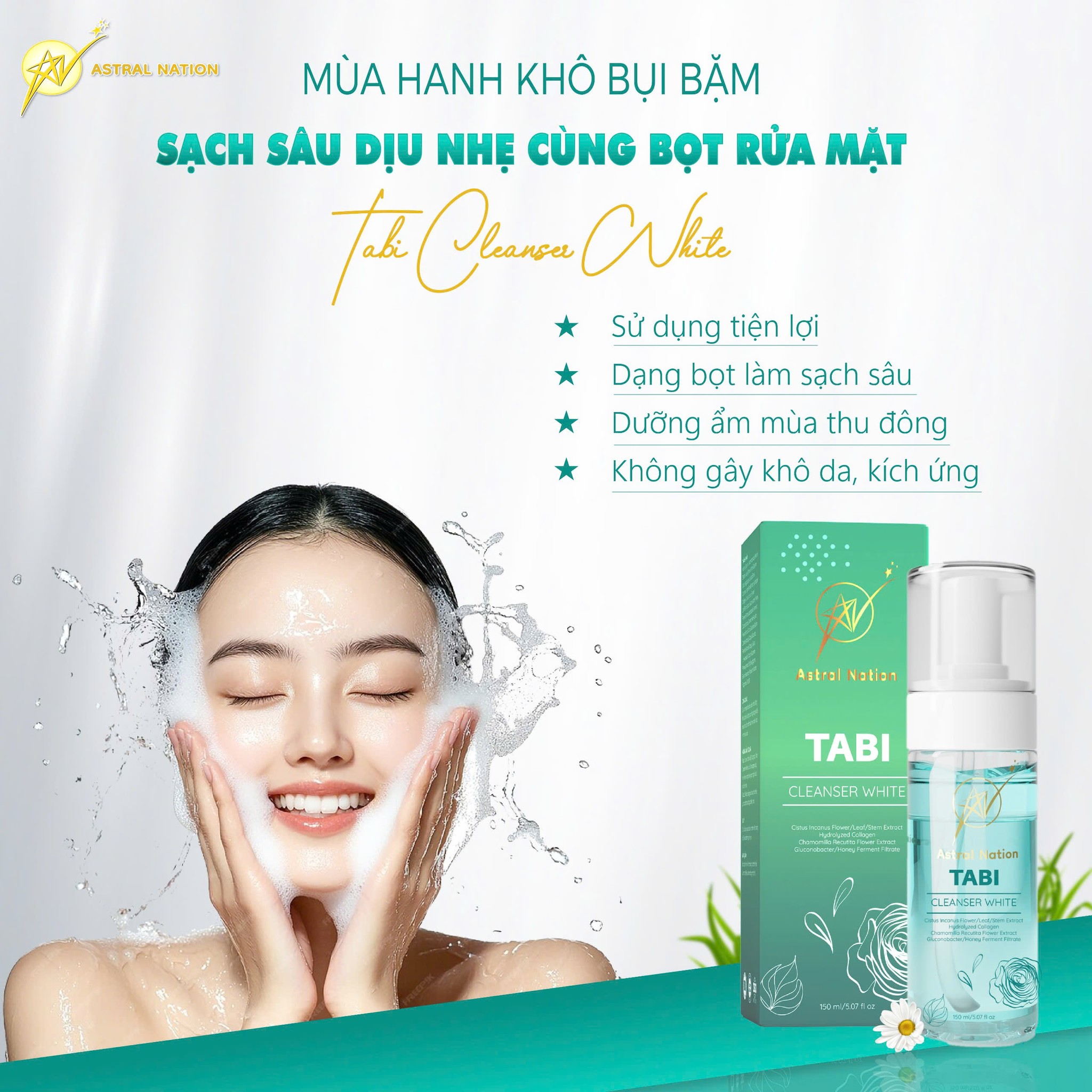 Tabi Cleanser White- bọt rửa mặt cao cấp