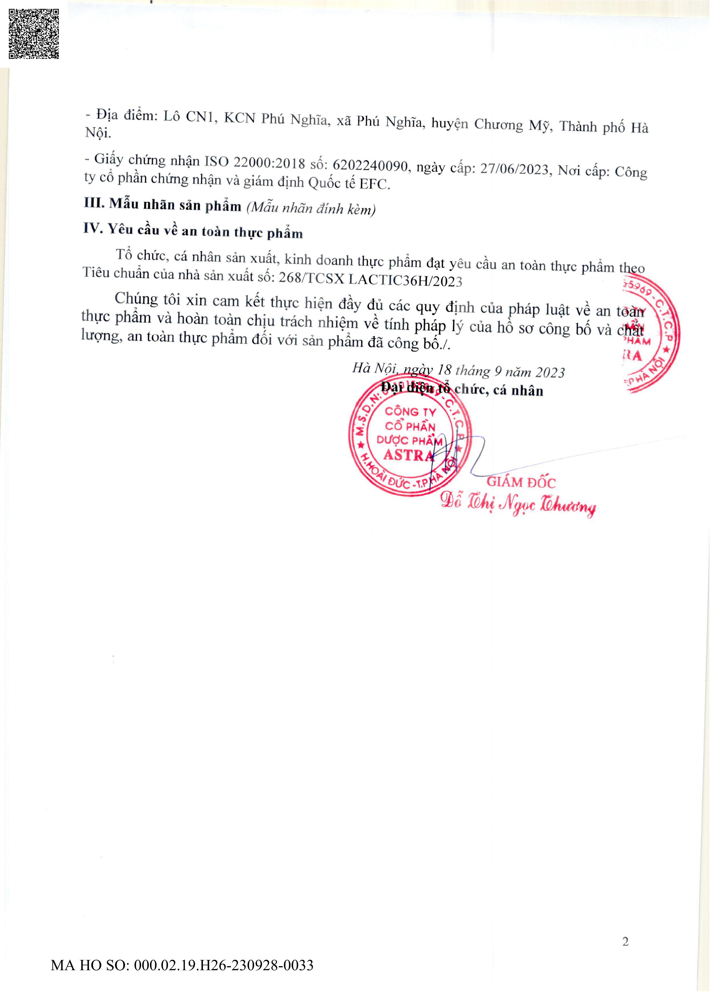 Sữa bột Lactic 36h Canxi - 15 tuổi trở lên